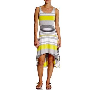 MARC NEW YORK Yellow Grey Striped Hi-Lo Maxi Dress